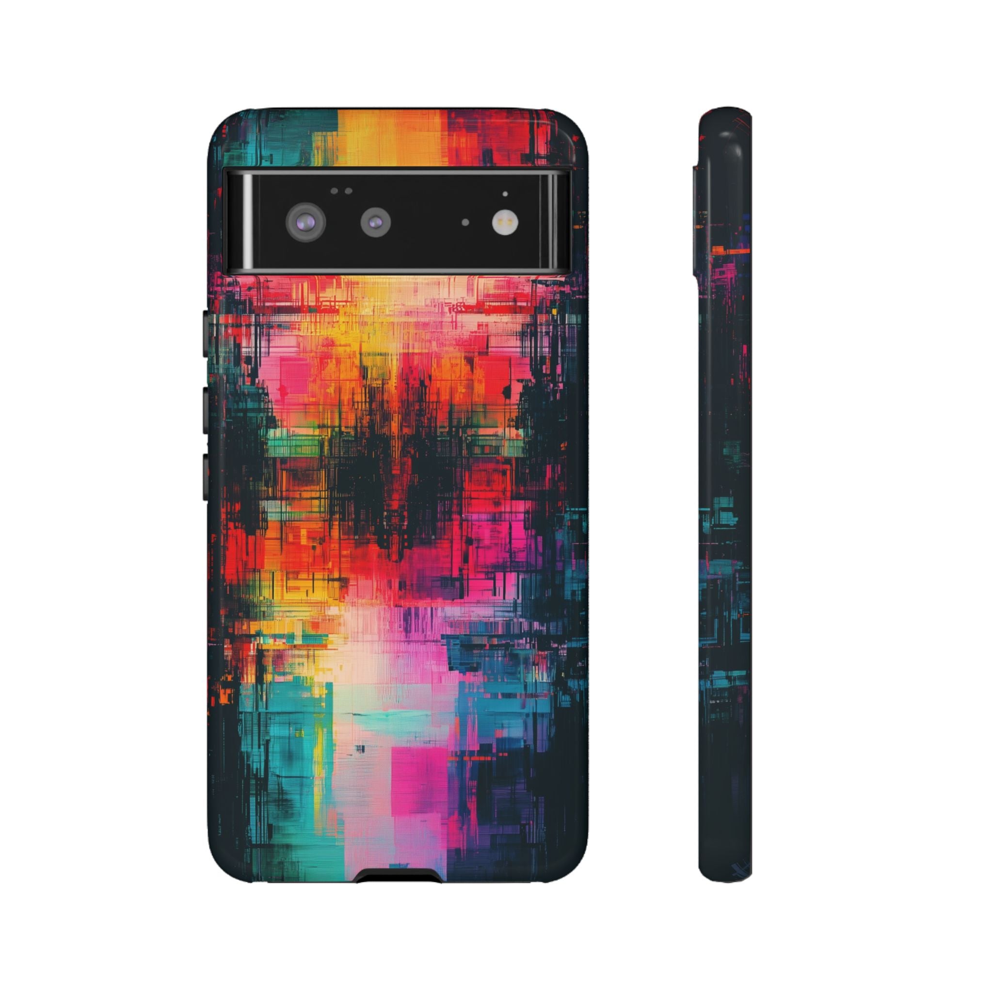 Abstract Neon Glitch Art Tough Google Pixel Case