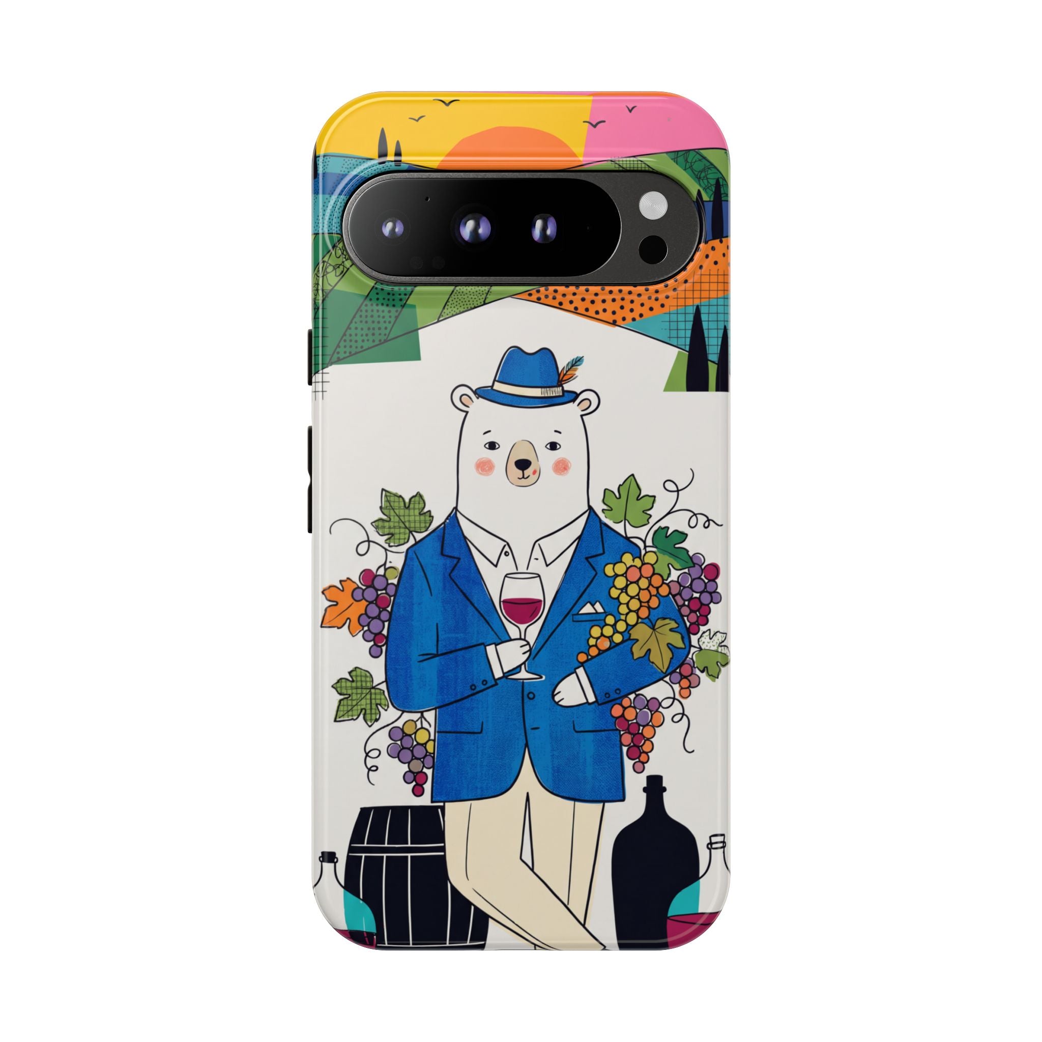 Dapper Polar Bear Wine Lover Illustrated Protective Google Pixel Phone Case