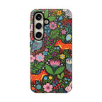 Floral Woodland Samsung Galaxy Phone Case | Colourful Fox & Owl Protective Cover
