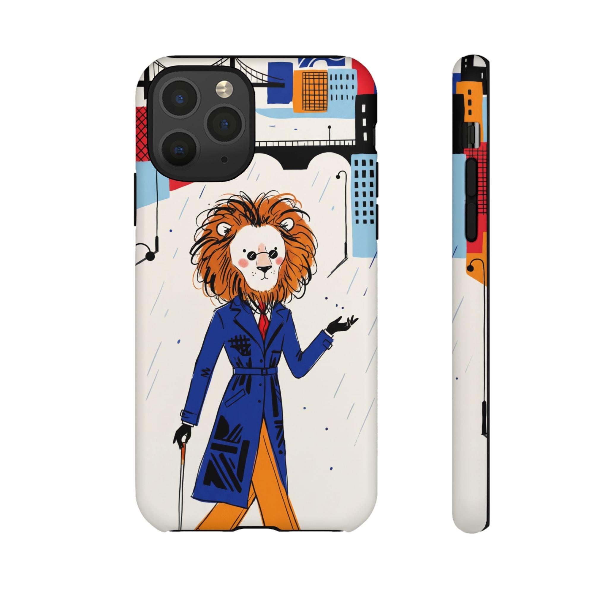 Lion Gentleman iPhone Case | Dapper Lion in City Rain