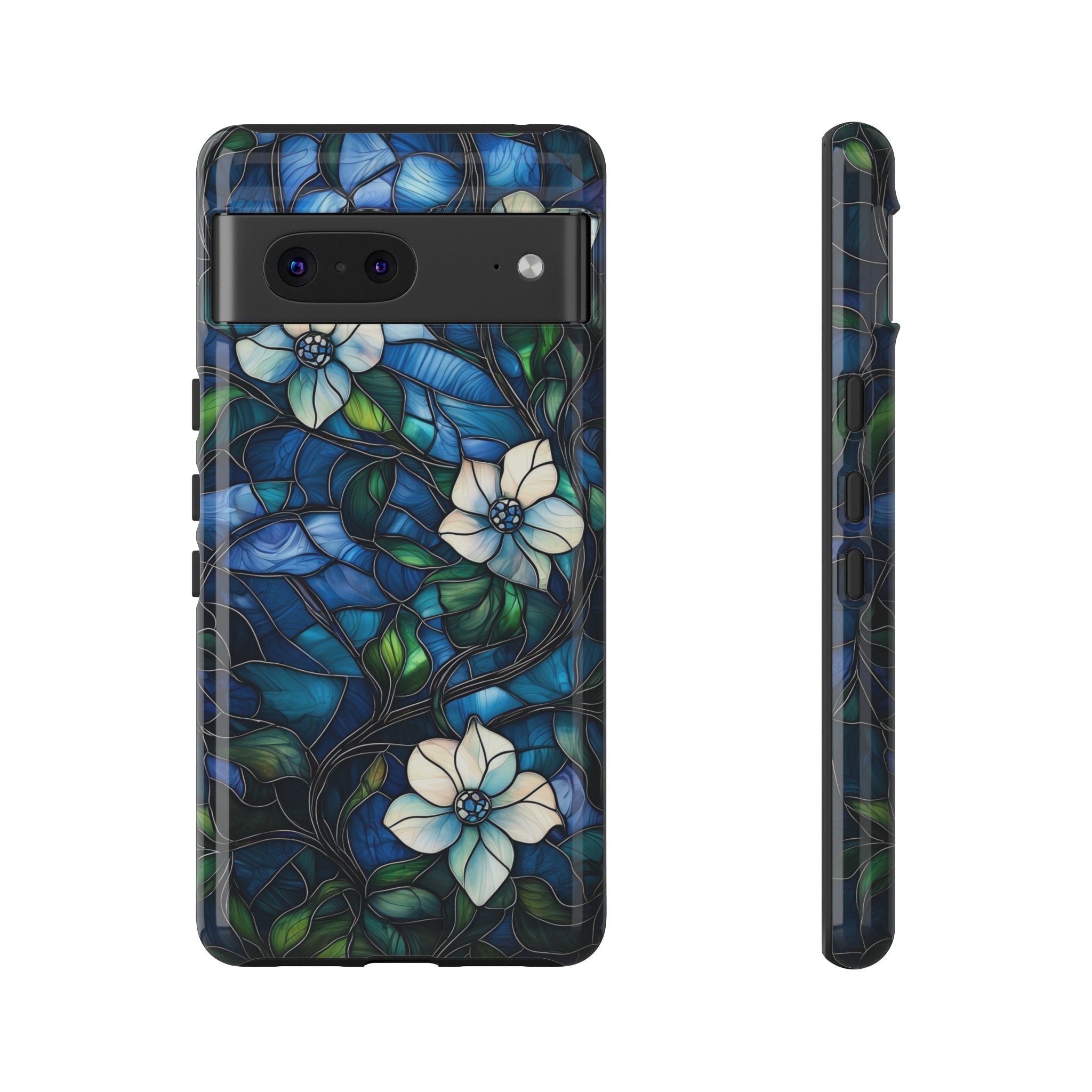 Floral Stained Glass Google Pixel Case – Blue Garden