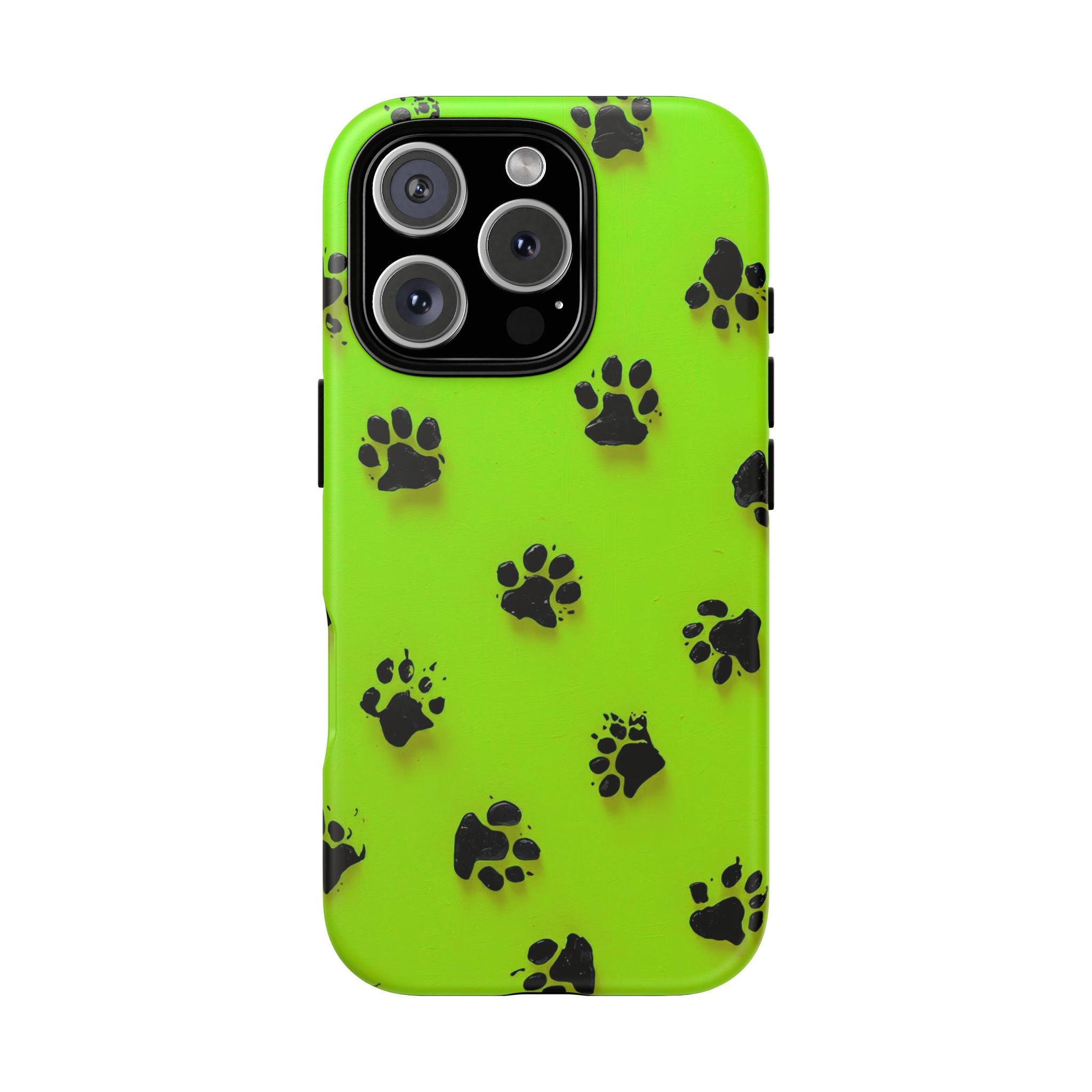Neon Paw Print Tough Phone Case — Shockproof Pet Lover iPhone Cover
