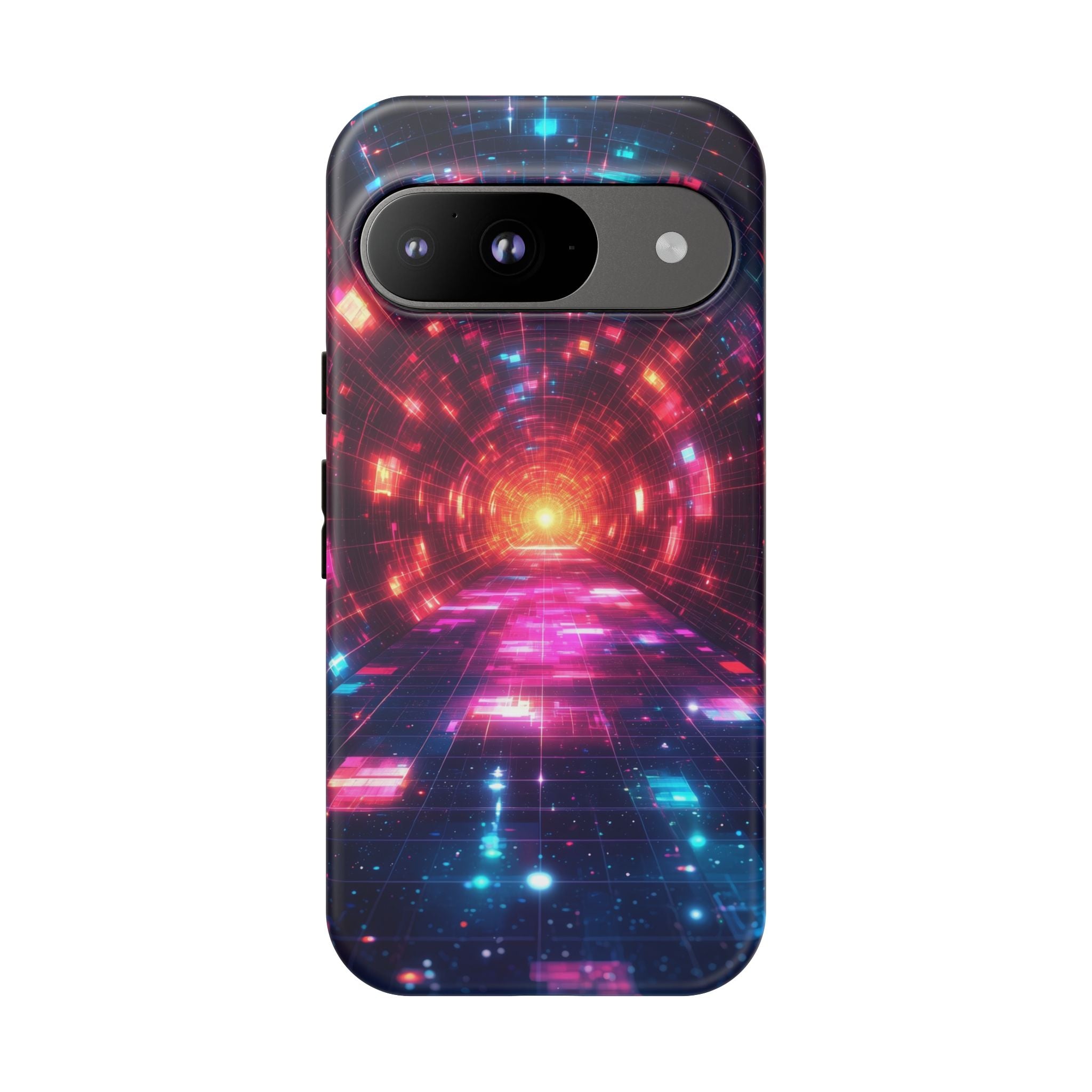 Neon Tunnel Tough Google Pixel Case — Retro Futuristic Galaxy Design