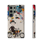Custodia per telefono Samsung Galaxy "Vintage Grandpa Rider Motorcycle" | Paesaggio urbano illustrato