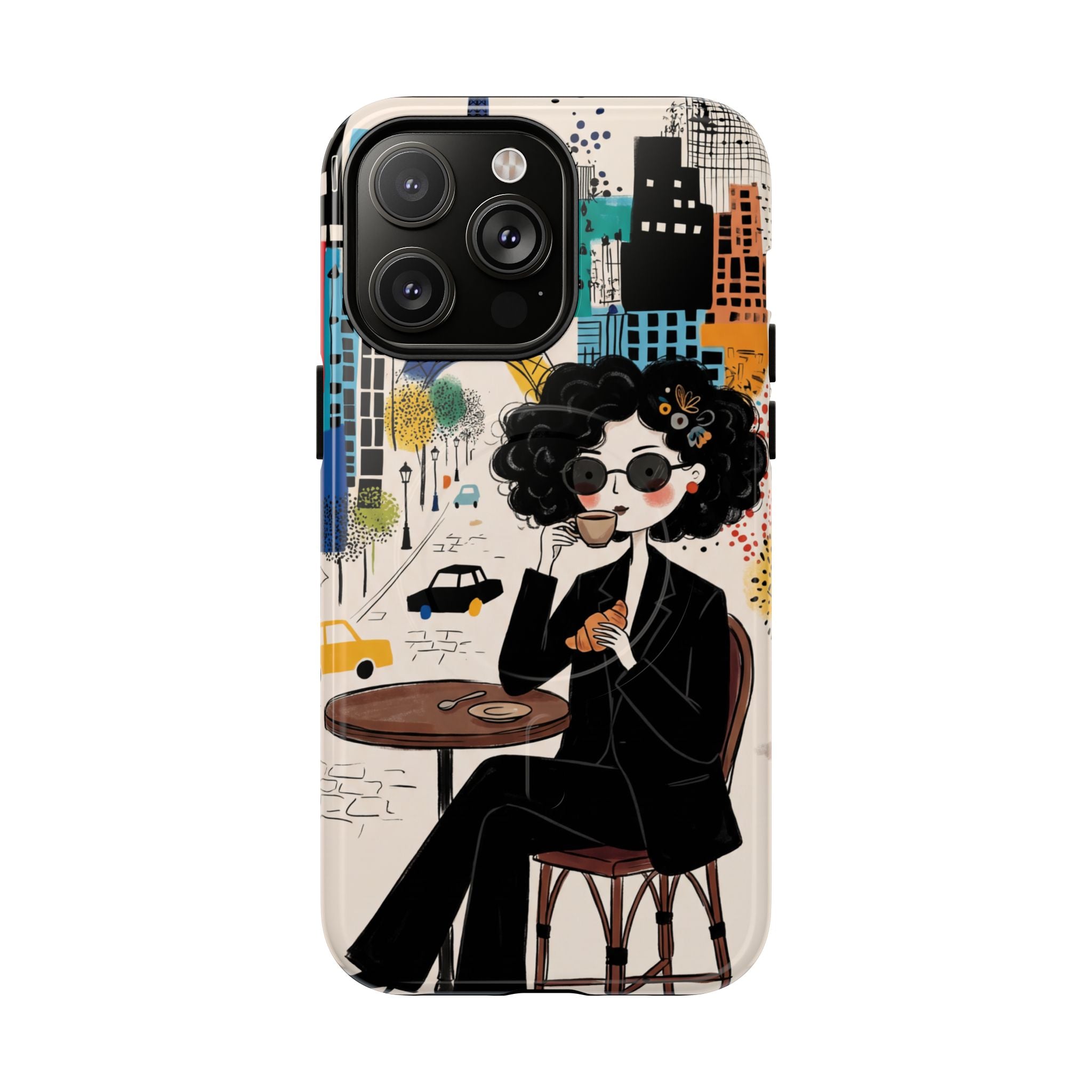 Paris Cafe Chic MagSafe iPhone Case | Stylish Woman Illustration iPhone Cover