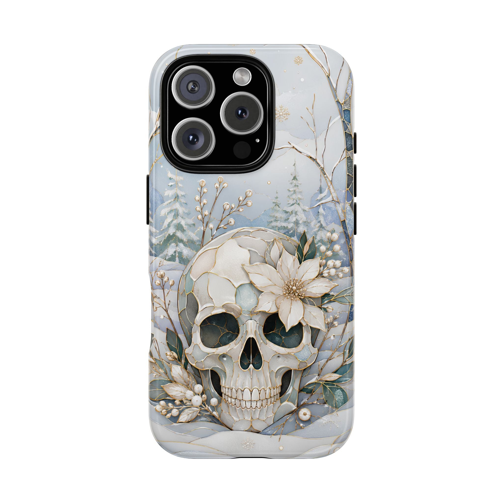 Gothic Skull iPhone Case | Winter Floral iPhone Case
