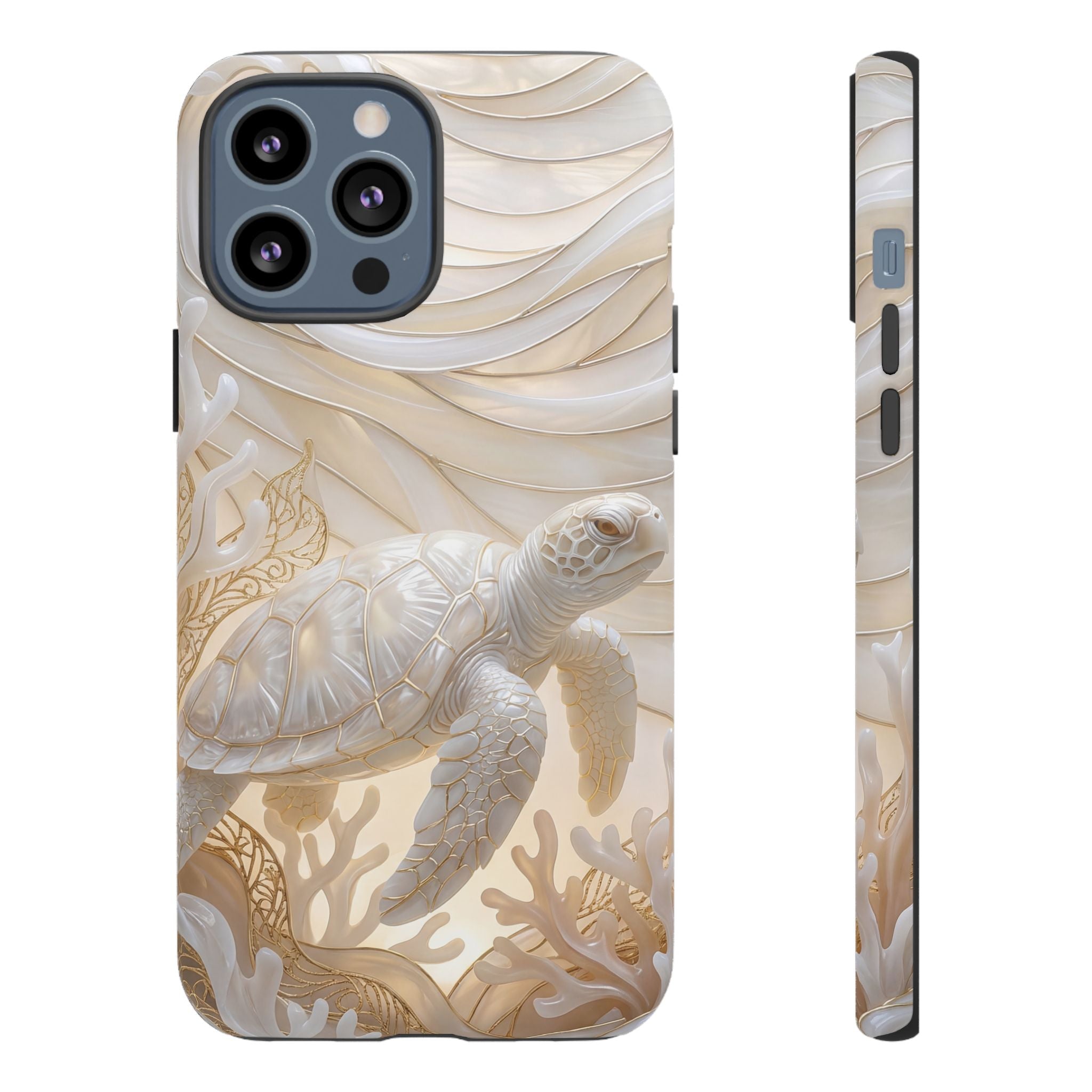Sea Turtle Tough iPhone Case — Elegant Nautical Coral Design