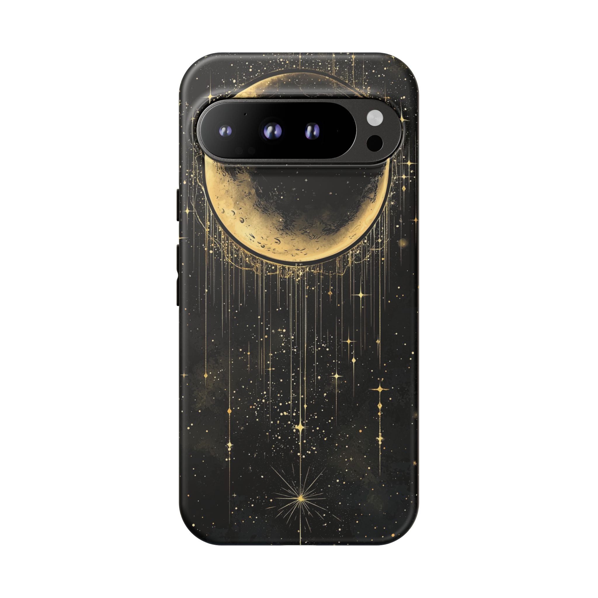 Moonlit Crescent Tough Google Pixel Case | Gold Stars Night Sky