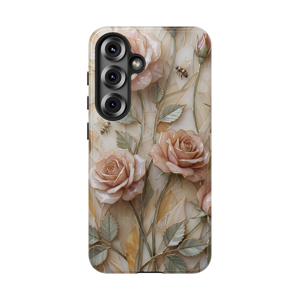 Custodia protettiva resistente per Samsung Galaxy con motivo floreale rosa vintage