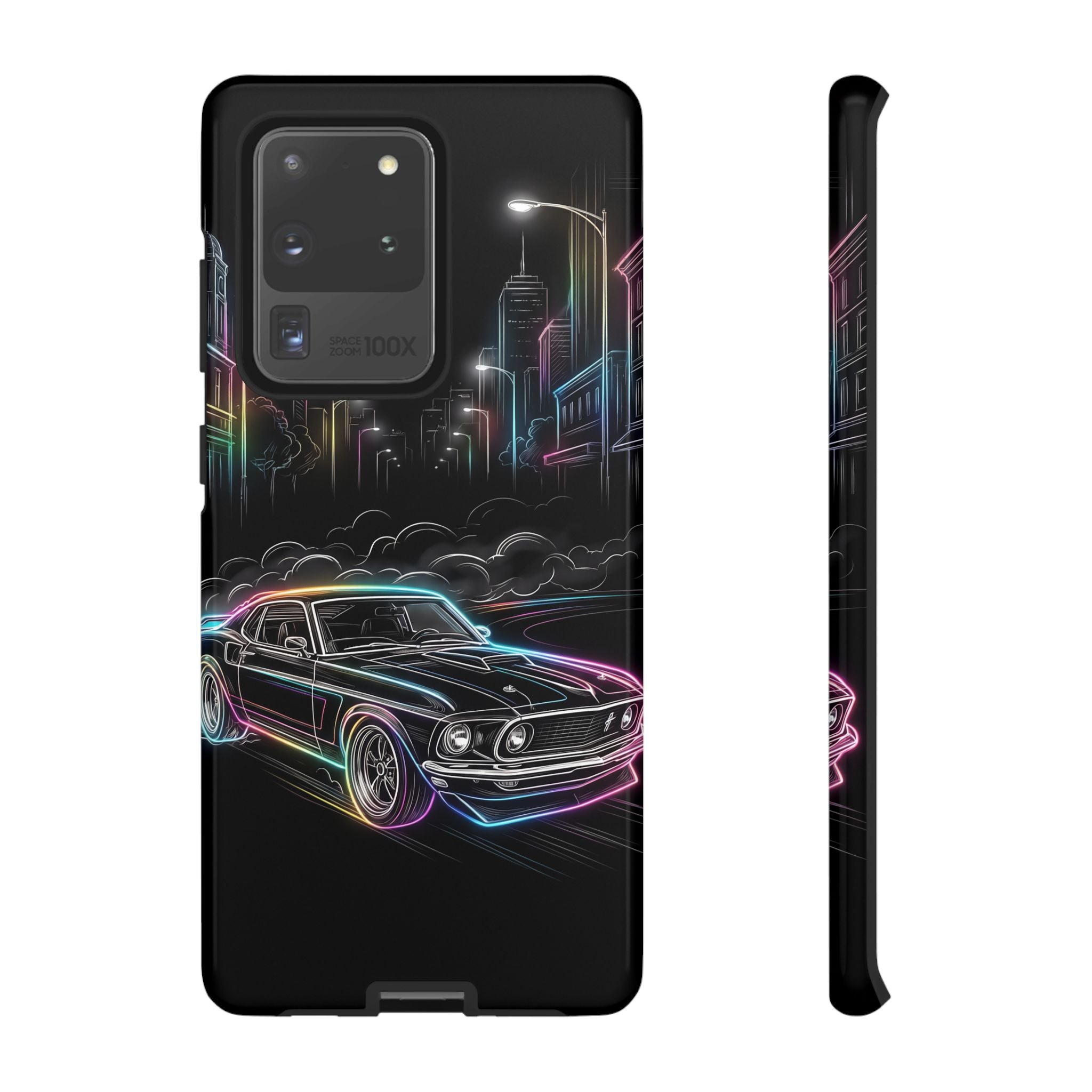 Neon Muscle Car Samsung Galaxy Phone Case | Retro City Nightscape