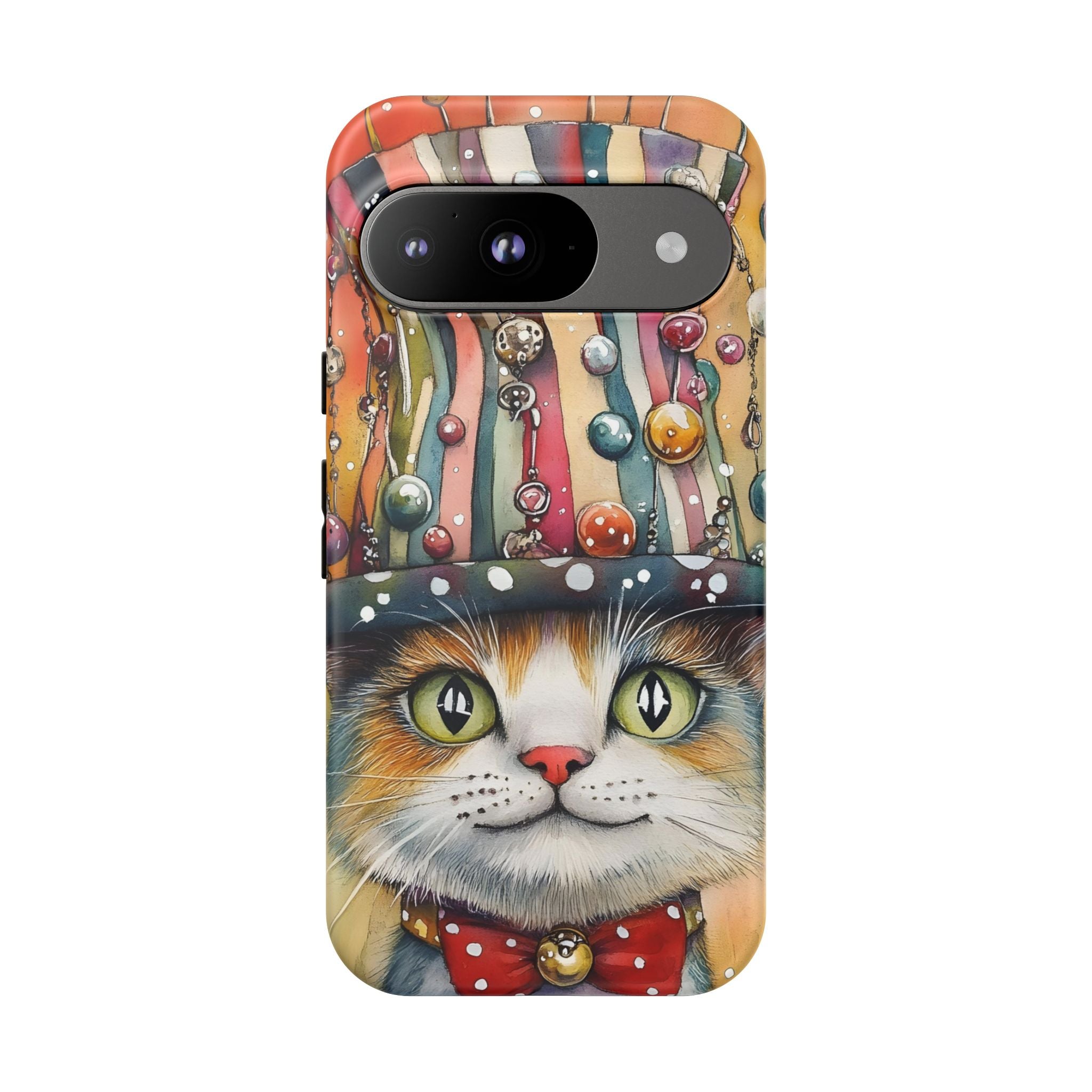 Cat in Colorful Top Hat Google Pixel Case — Whimsical Cat Art iPhone Case