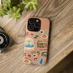 Rome Italy Travel Tough iPhone Case | Terracotta Scrapbook Sticker Cover