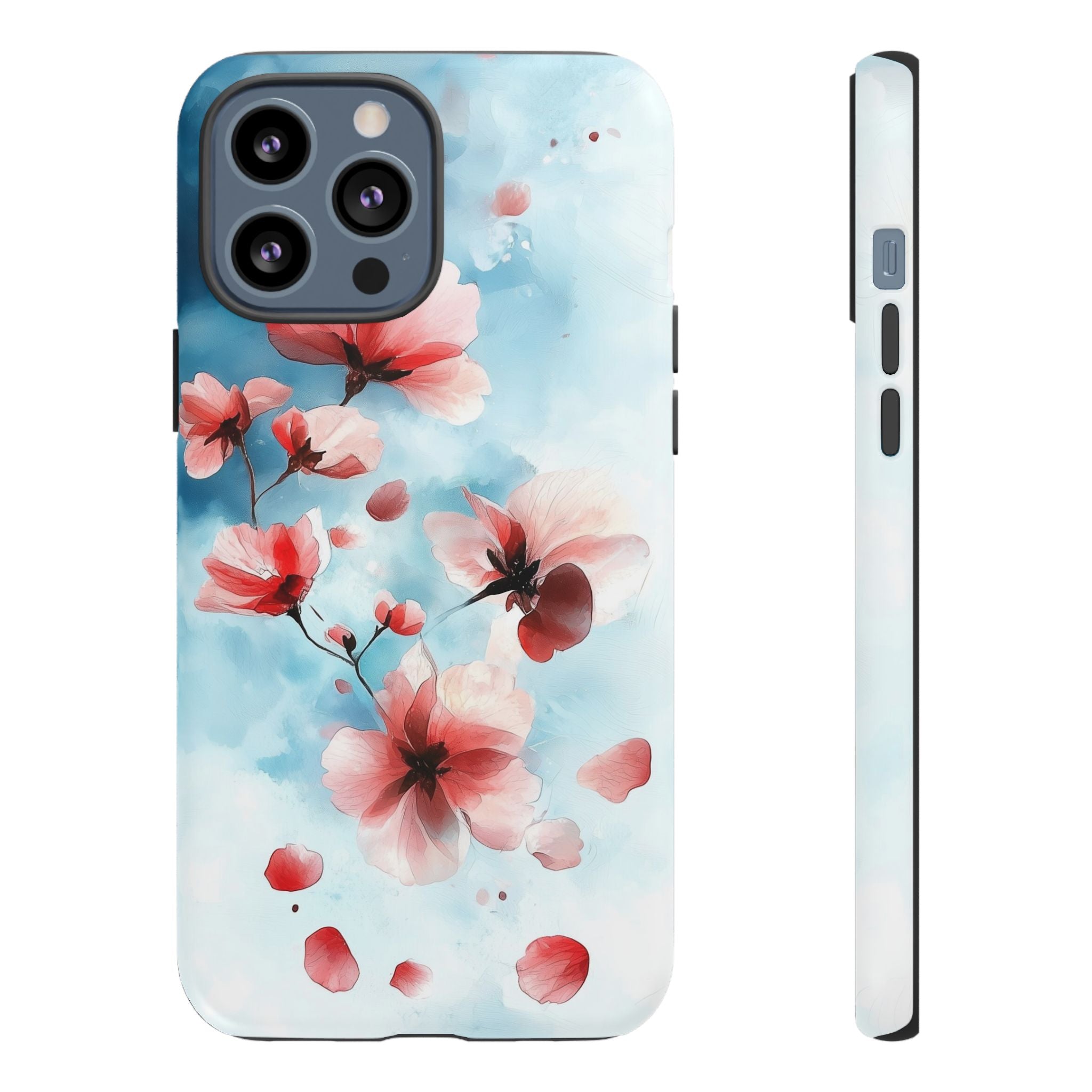 Floral Cherry Blossom iPhone Case | Pastel Pink Blue