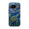 Sea Turtle & Clownfish Tough Google Pixel Case | Van Gogh Style Ocean Art