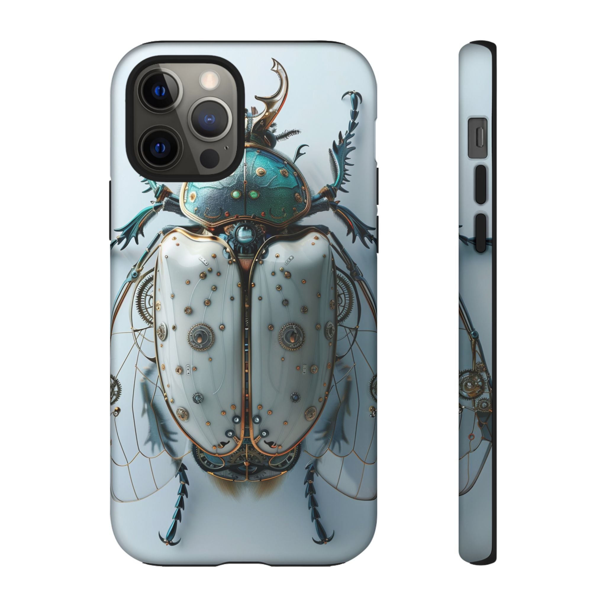 Steampunk White Beetle Protective Tough iPhone Case