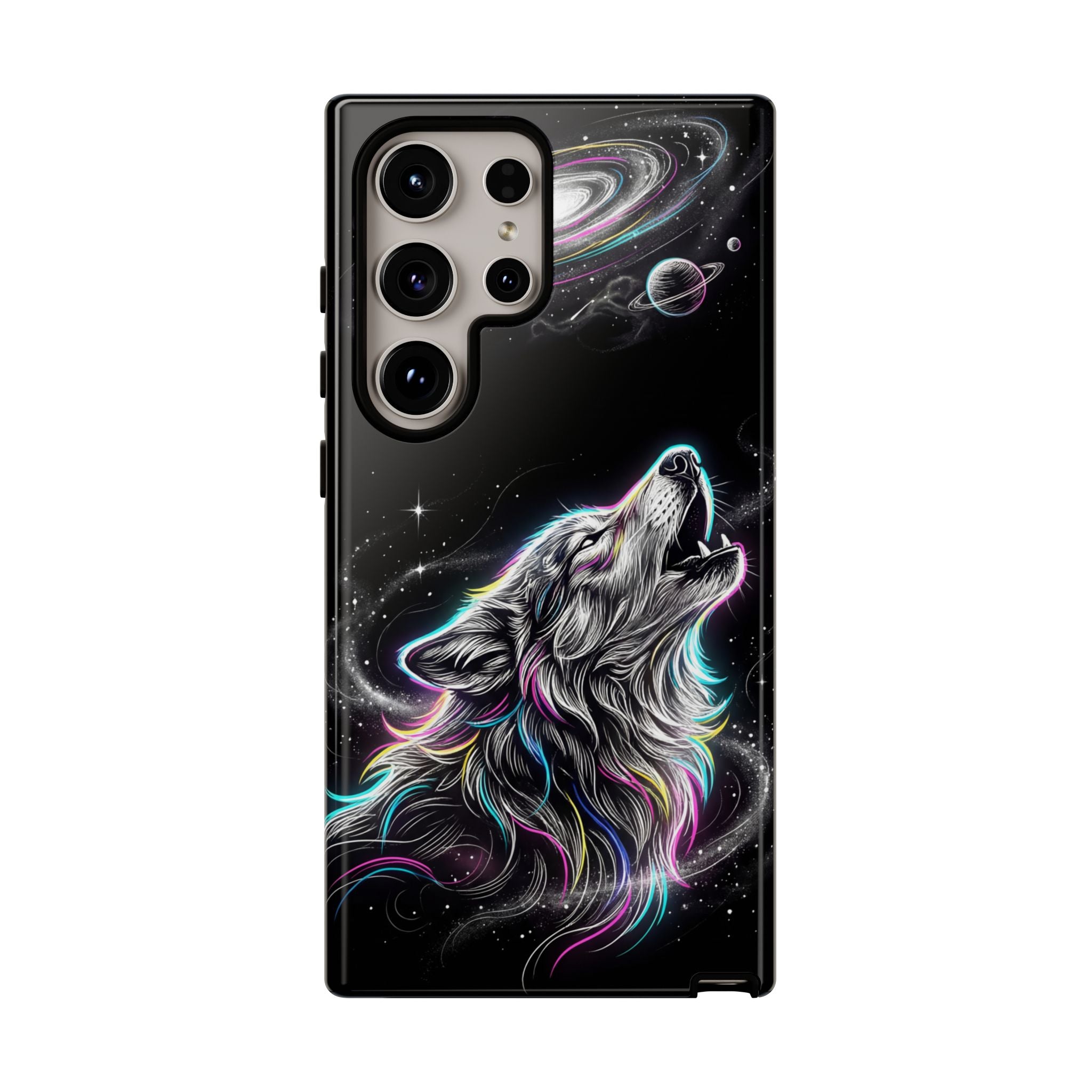 Wolf Galaxy Tough Samsung Galaxy Phone Case | Colorful Howling Wolf Space Design