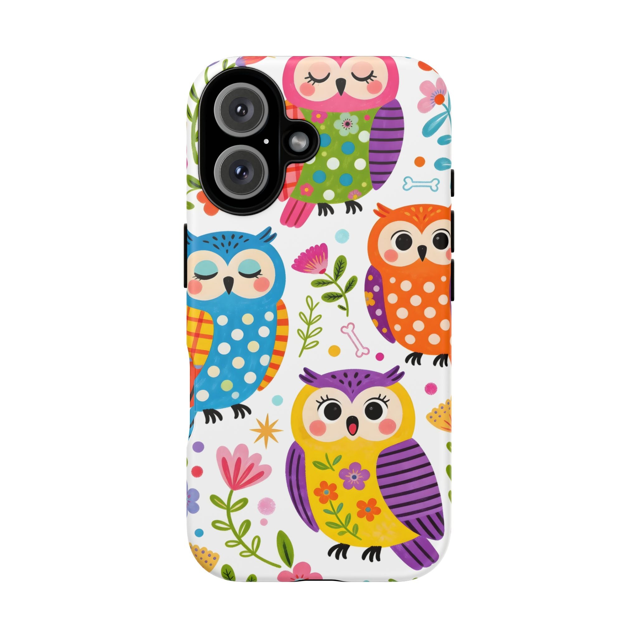 Cute Colorful Owls iPhone Case | Cute Owl Pattern Tough Case