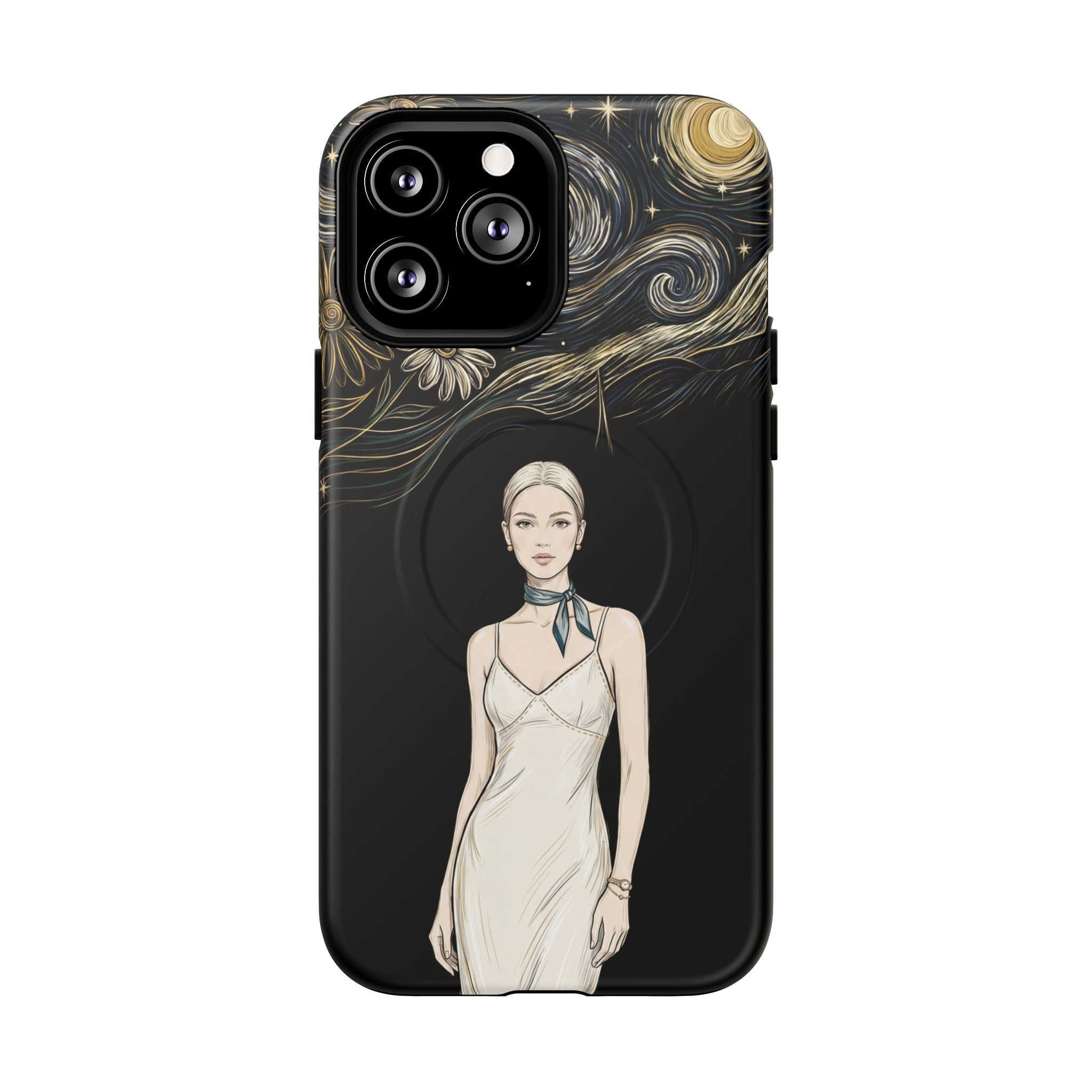 Starry Night Fashion MagSafe iPhone Case | Elegant Woman Illustration