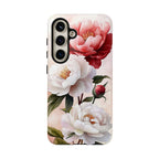 Custodia per Samsung Galaxy con motivo floreale Peony | Rosa bianca vintage