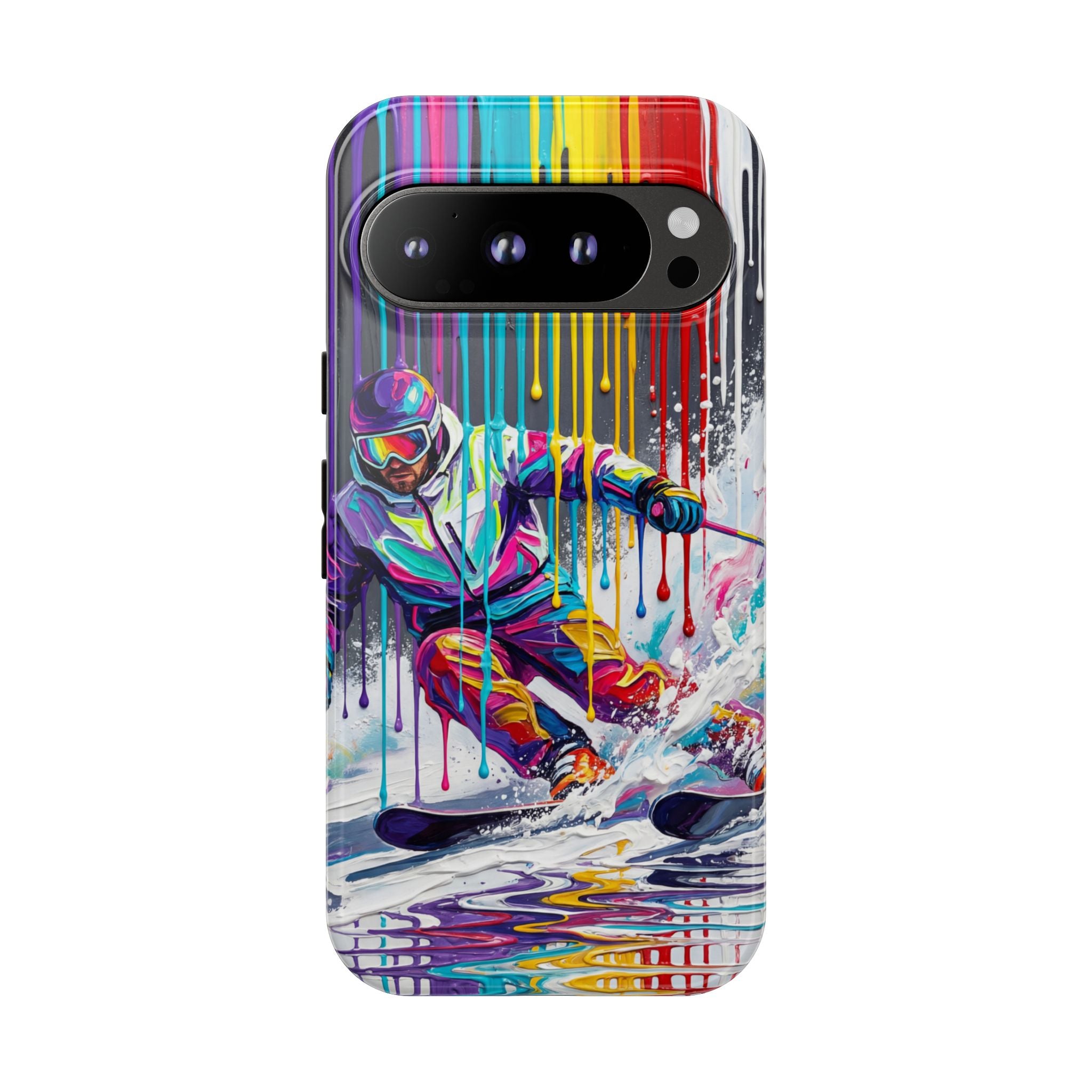 Colourful Skiing Drip Art Tough Google Pixel Phone Case