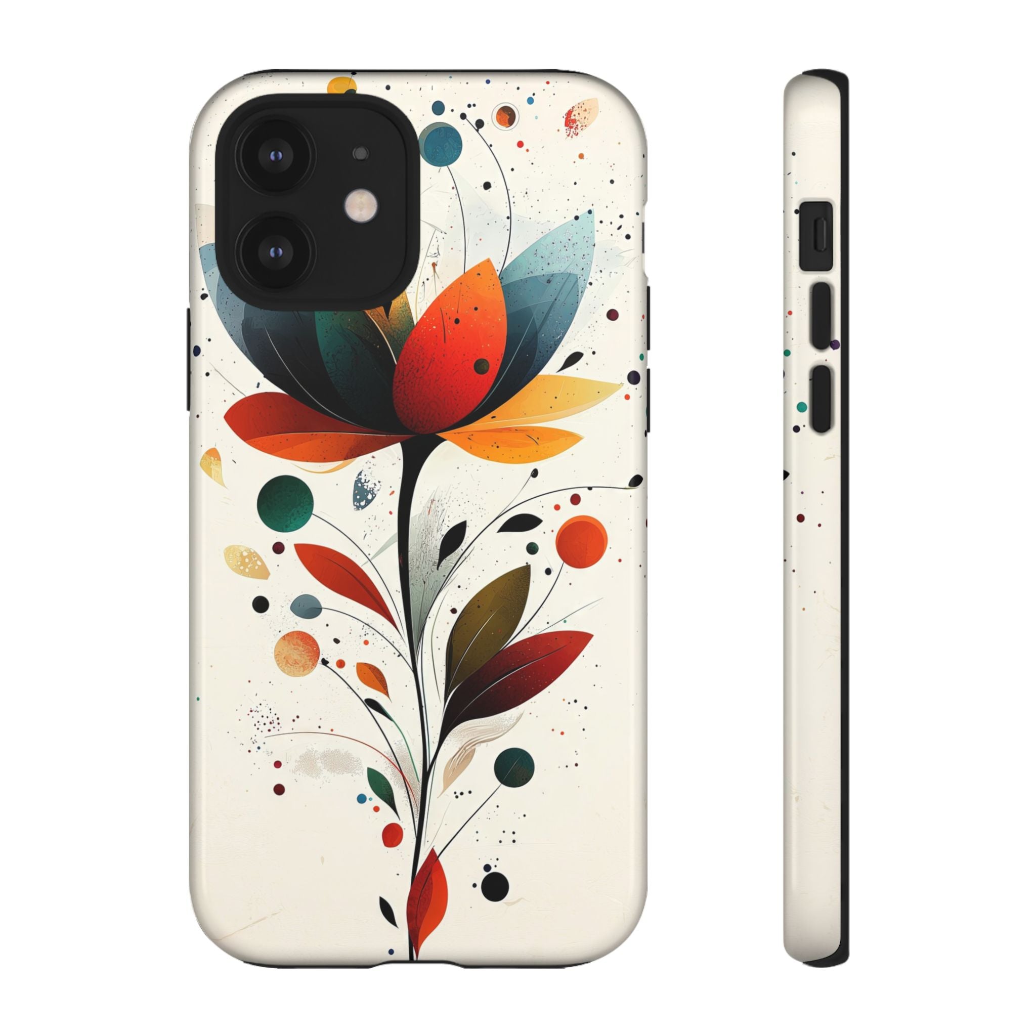 Floral Abstract Tough iPhone Case | Colourful Lotus Art Protective Cover