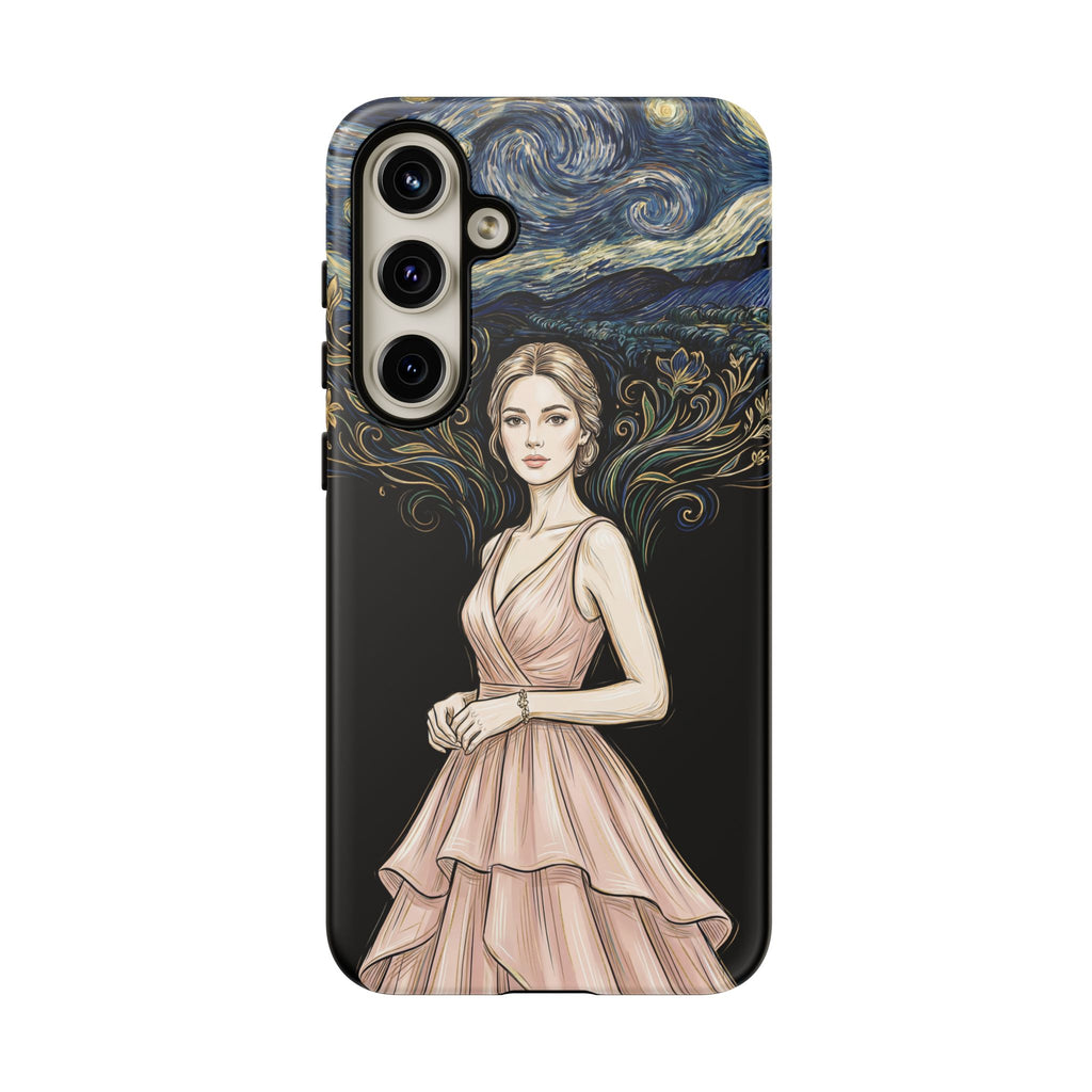 Art Nouveau Starry Night Samsung Galaxy Phone Case | Elegant Woman Illustration Tough Case