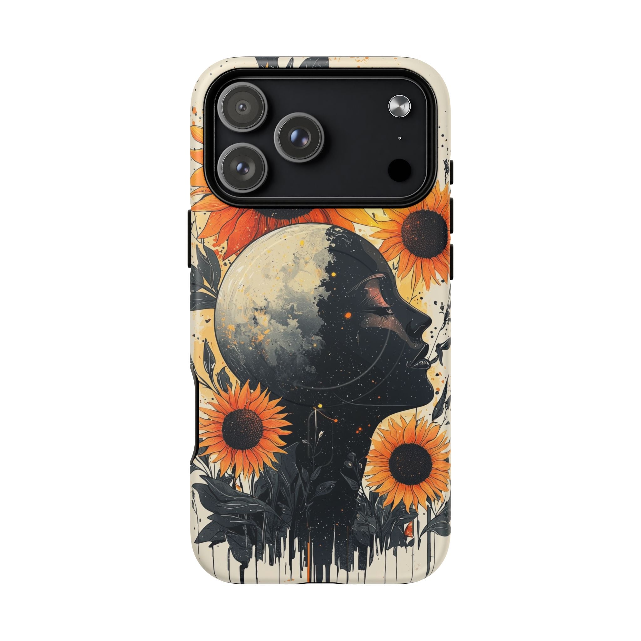 Custodia MagSafe per iPhone Sunflower Moon Art | Floreale Celeste