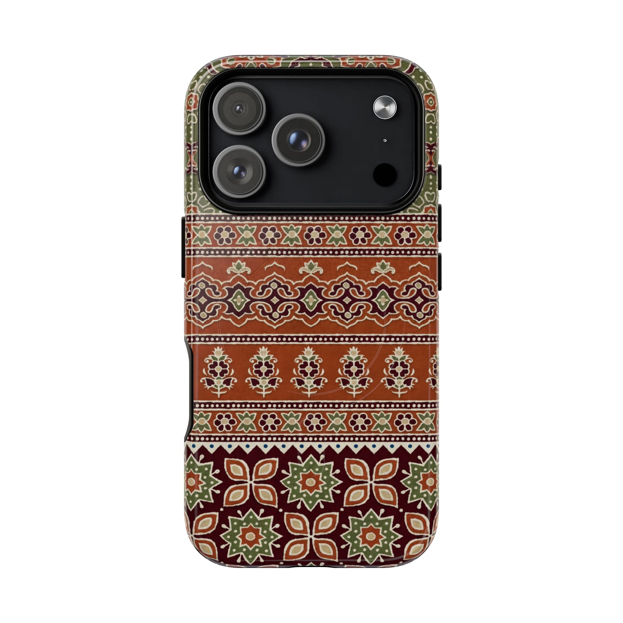 Batik Floral Protective Tough MagSafe iPhone Case