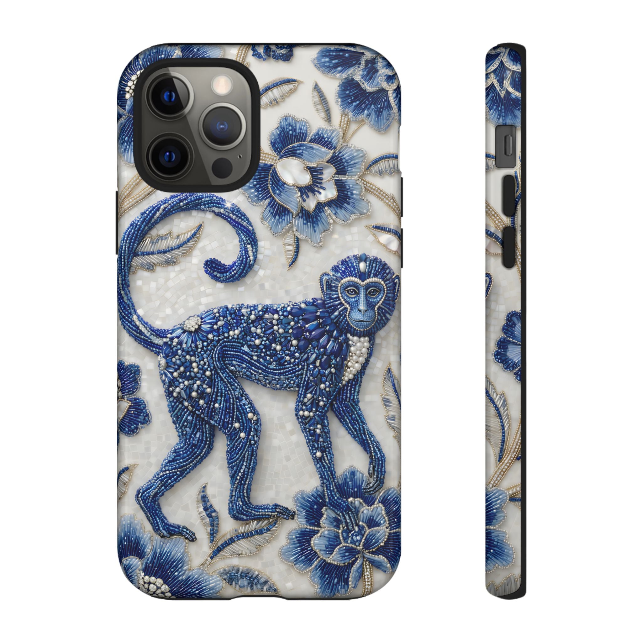 Asian Zodiac Monkey iPhone Case | Blue & White Porcelain Art Protective Case | Year of the Monkey Gift