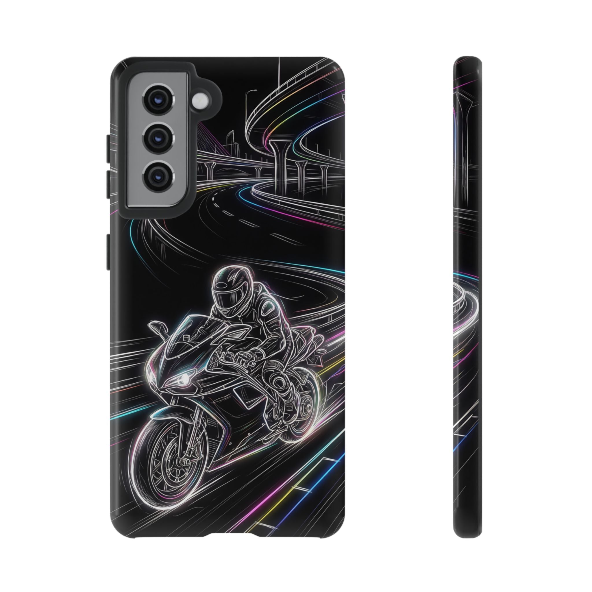 Neon Night Rider Samsung Galaxy Phone Case | Motorcycle Racing Protective Cover