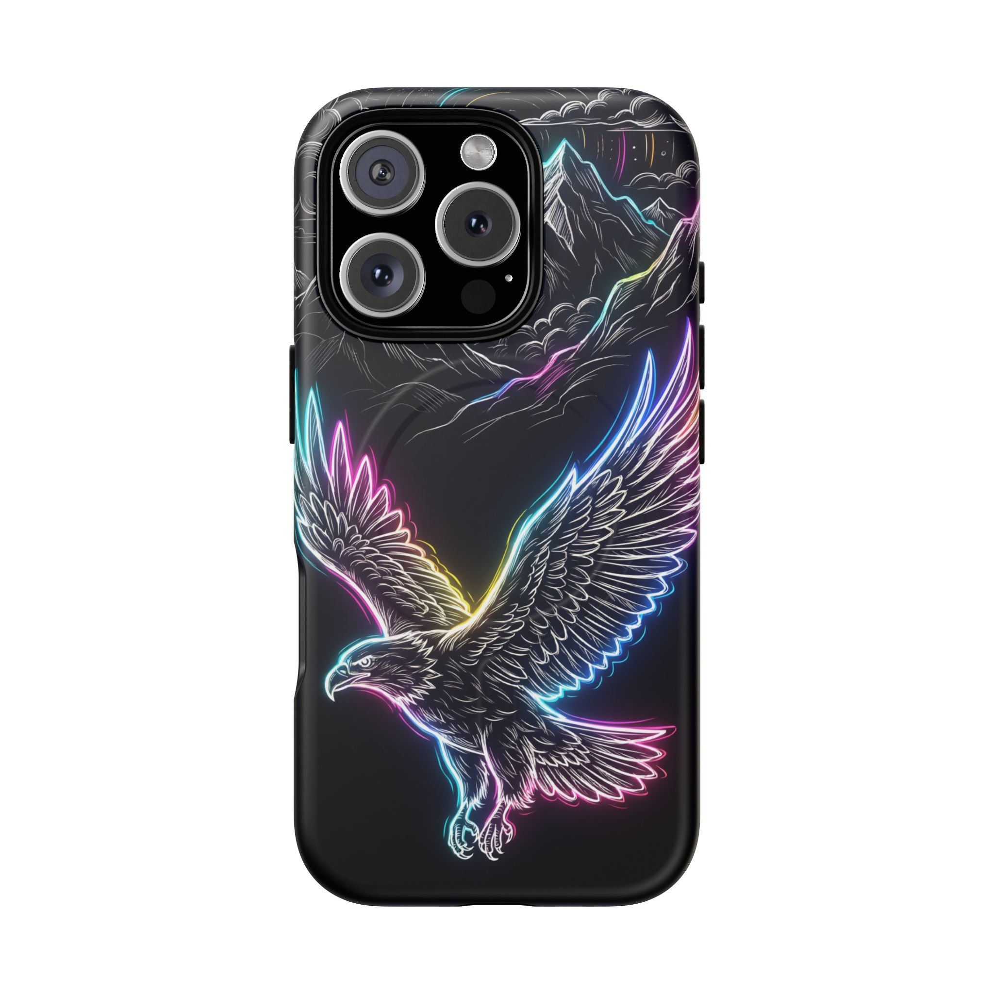 Neon Eagle MagSafe iPhone Case with Mountain Design