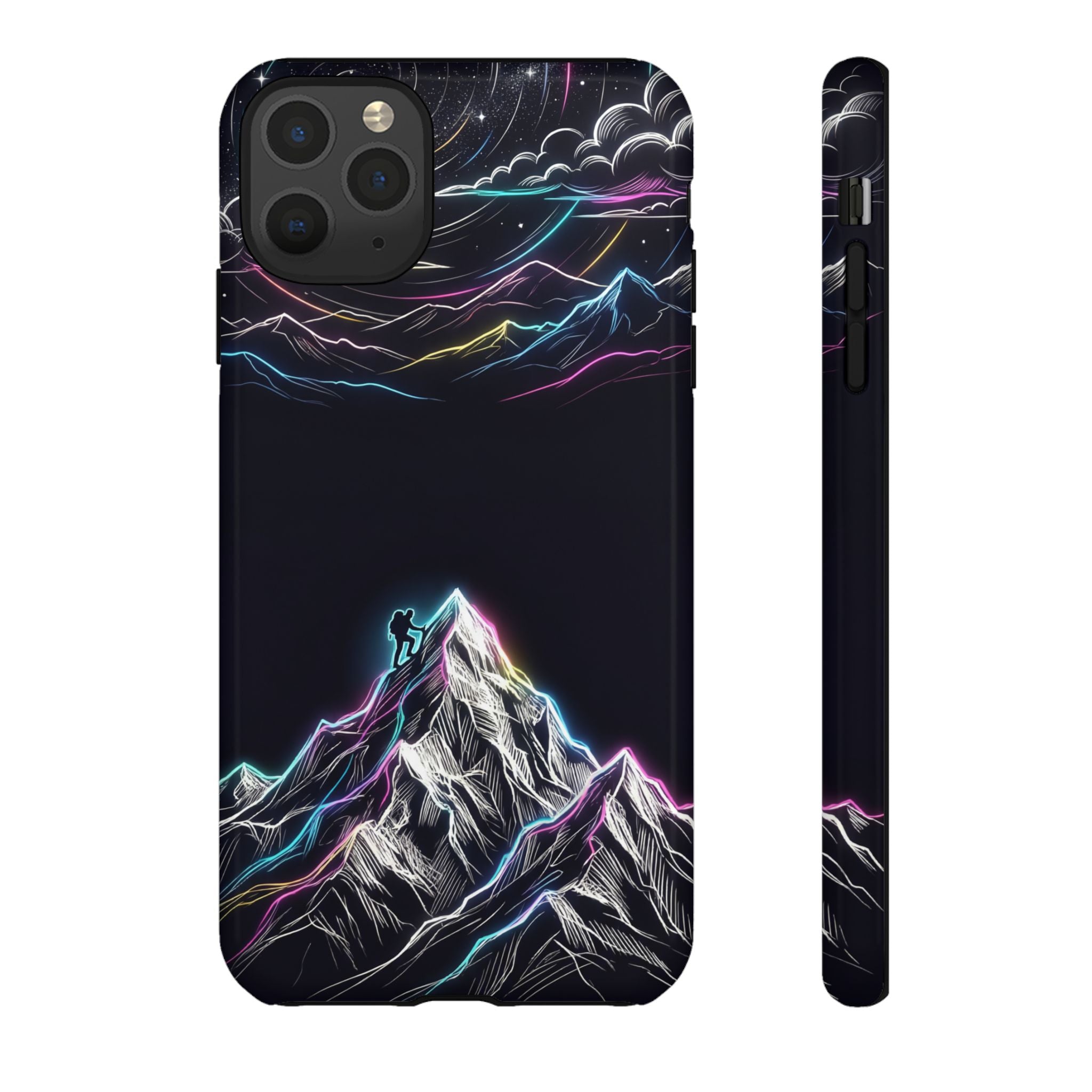 Mount Everest Neon iPhone Case | Dark Cosmic Climber Protective Cover