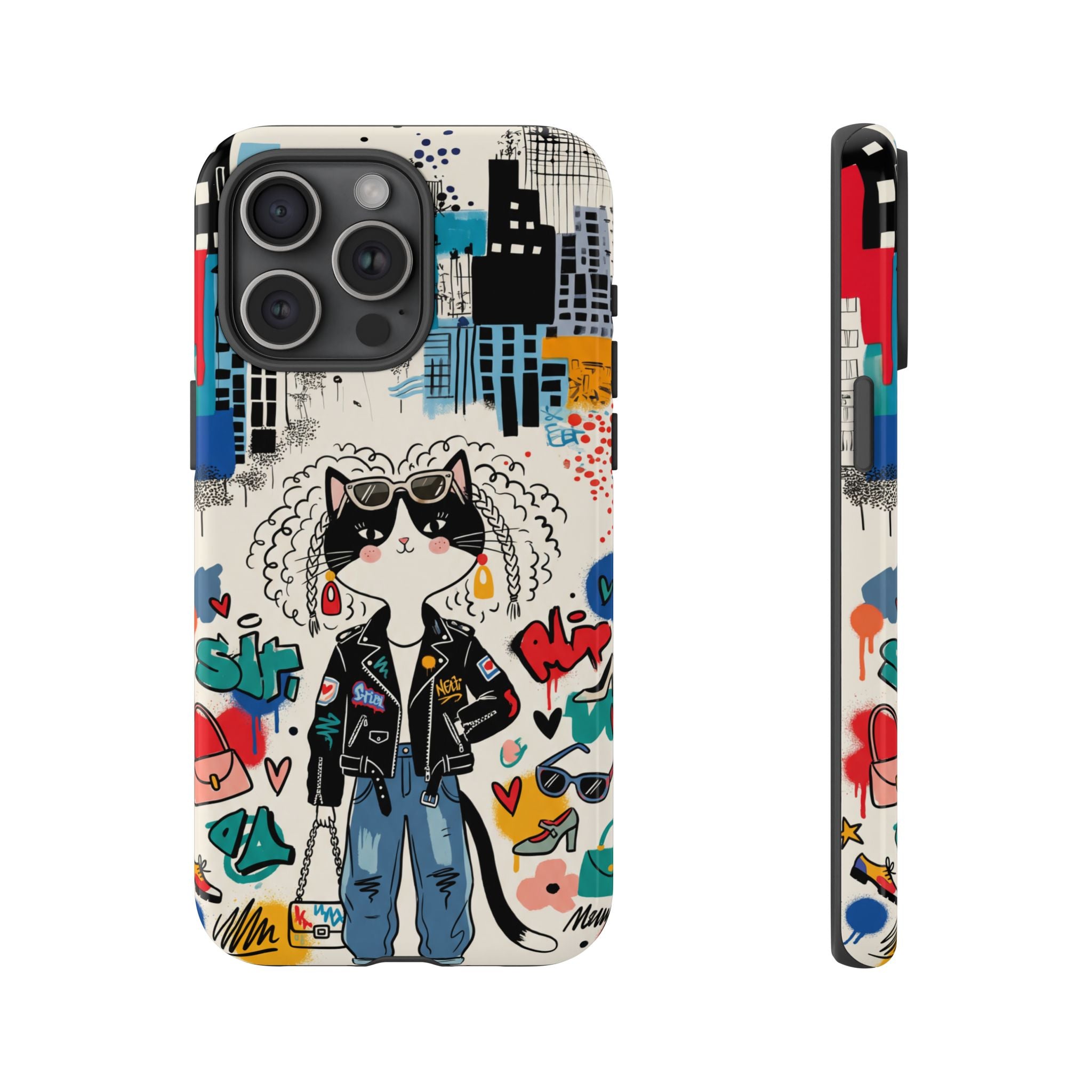 Punk City Cat Graffiti Design iPhone Case