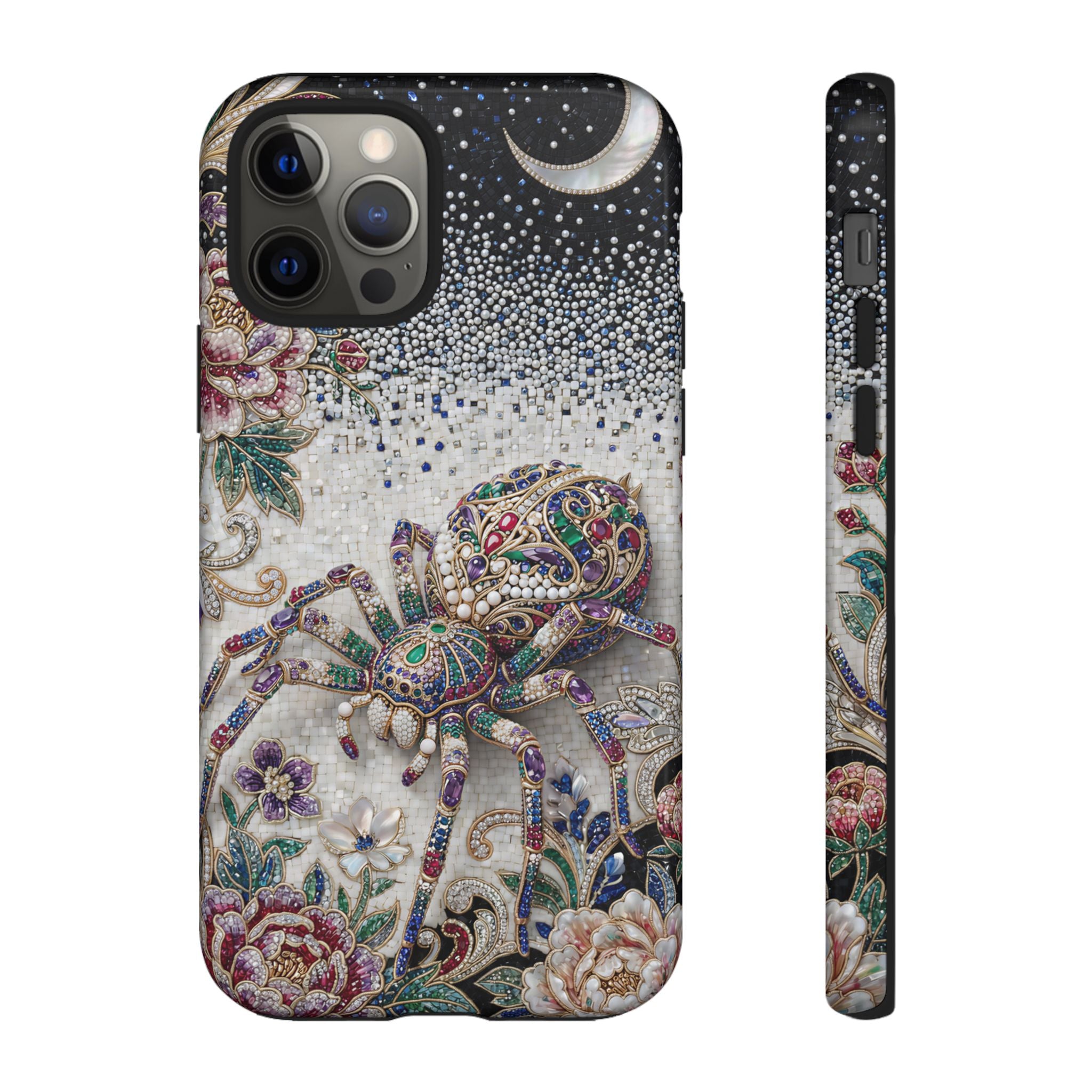 Gemstone Spider Moon iPhone Case | Boho Floral Protective Tough Case
