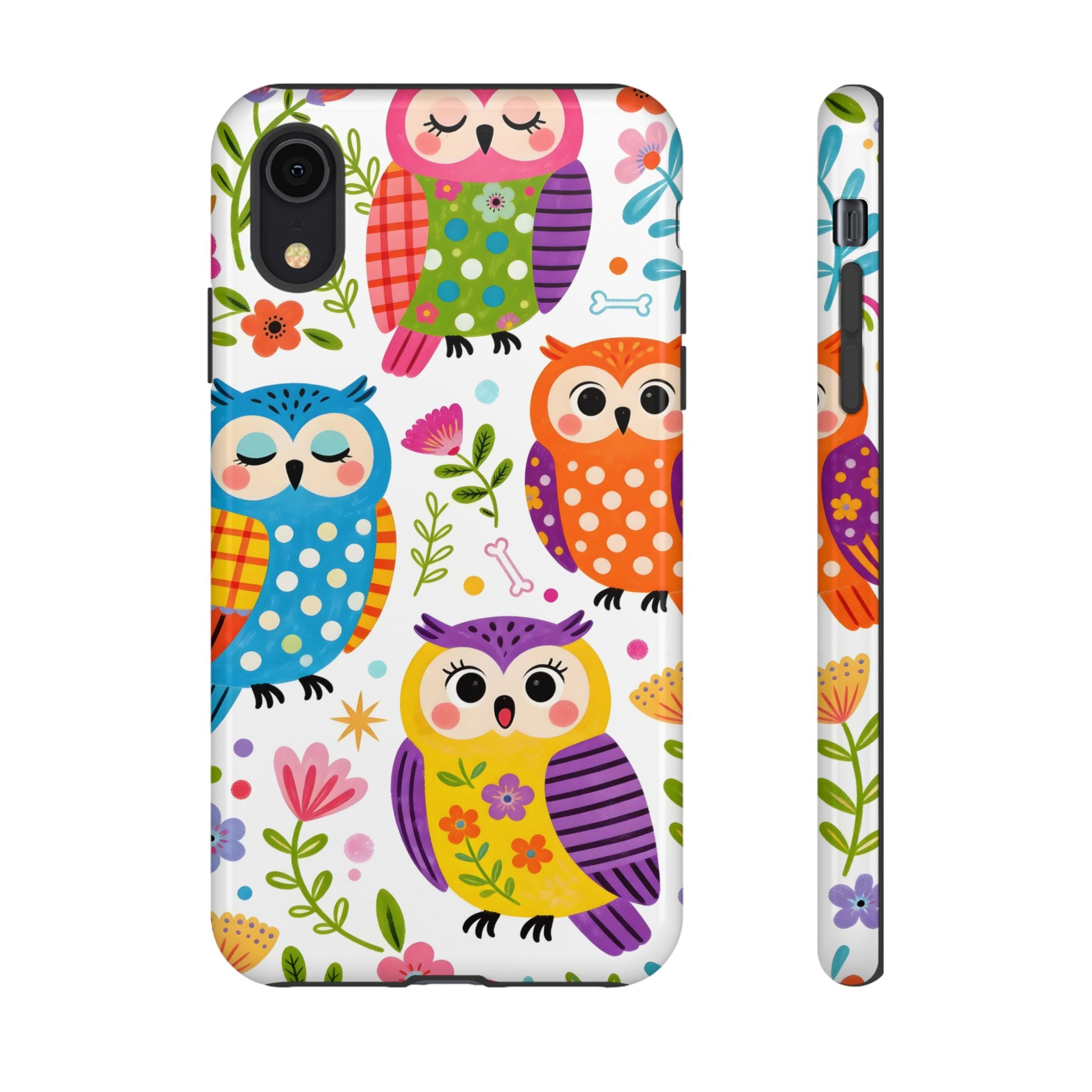 Cute Colorful Owls iPhone Case | Cute Owl Pattern Tough Case