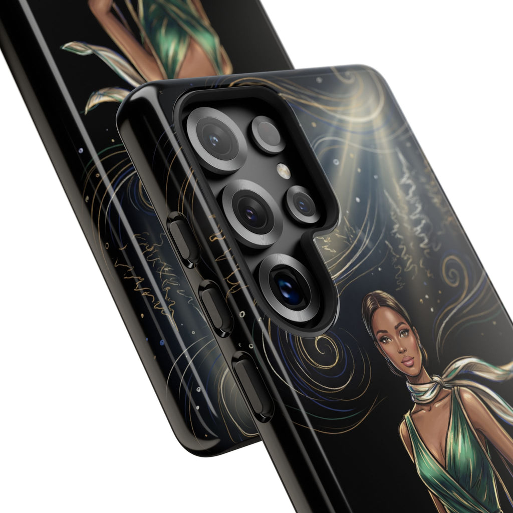 Elegant Woman in Green Dress Art Protective Tough Samsung Galaxy Phone Case