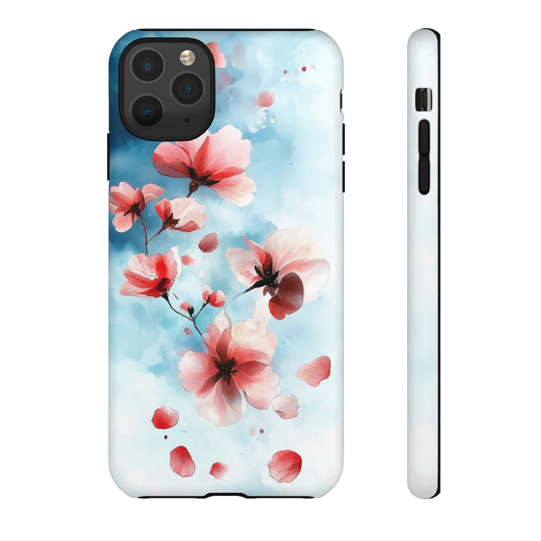 Floral Cherry Blossom iPhone Case | Pastel Pink Blue