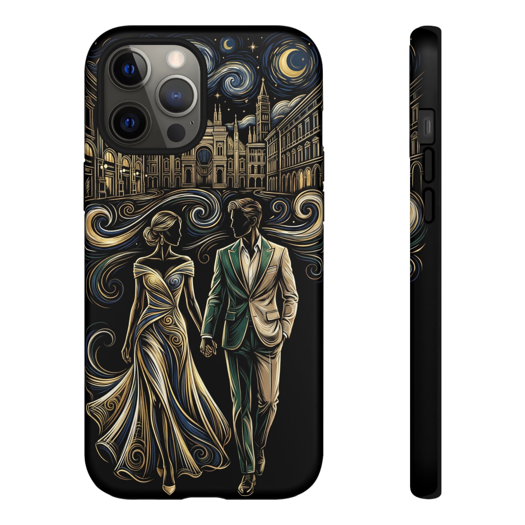 Romantic Night Walk iPhone Case | Elegant Couple Art
