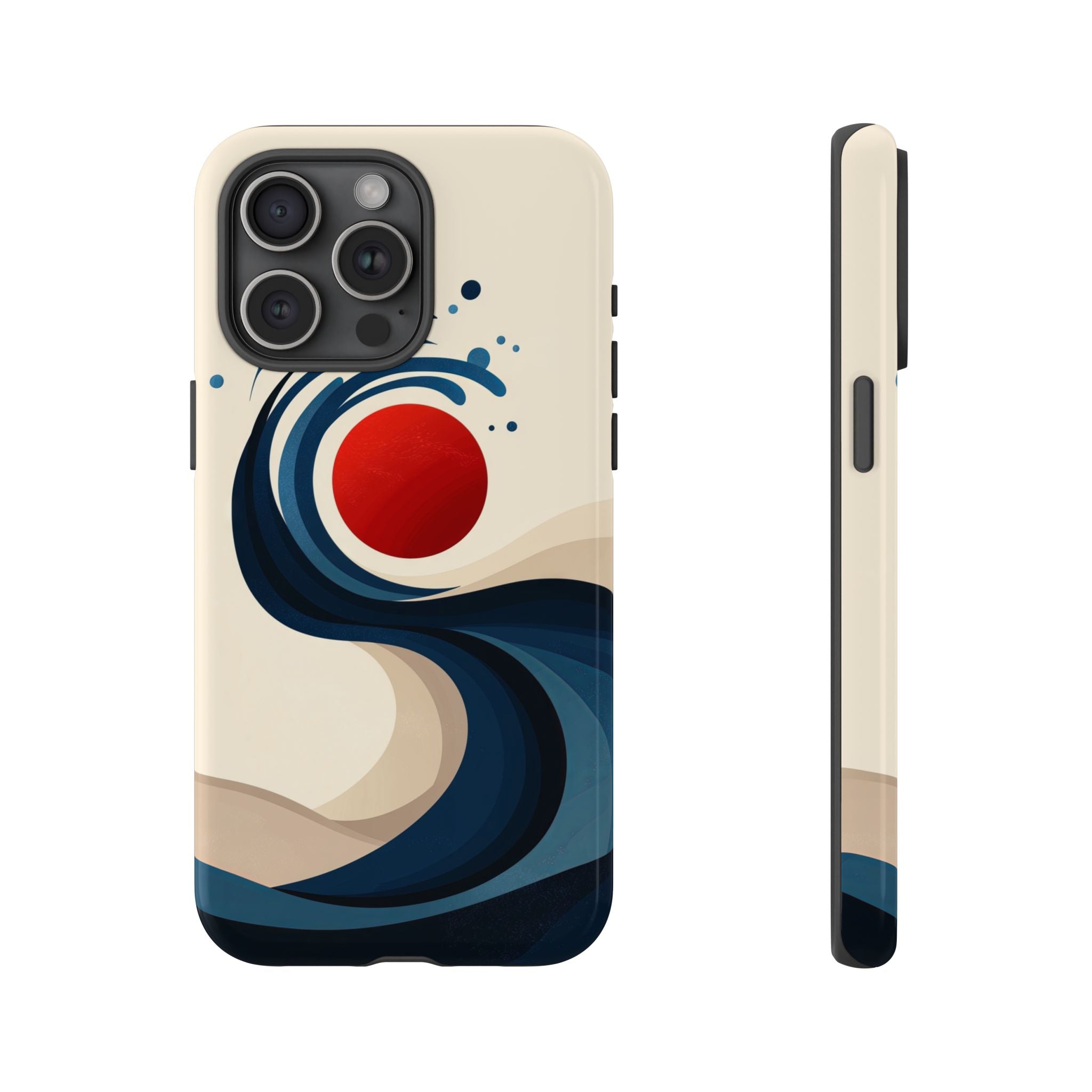 Abstract Wave iPhone Case | Red Sun Ocean Art