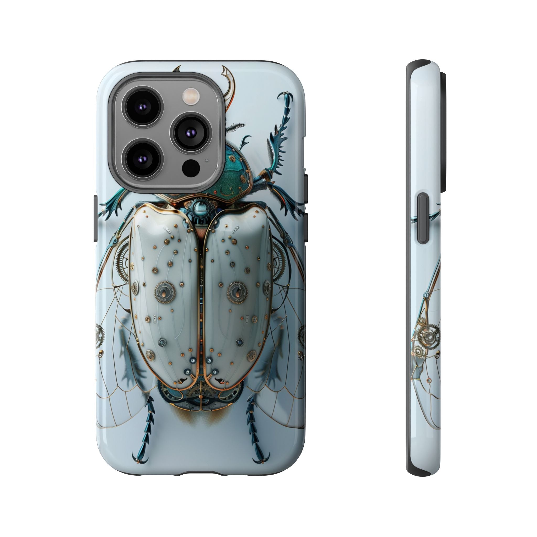 Steampunk White Beetle Protective Tough iPhone Case