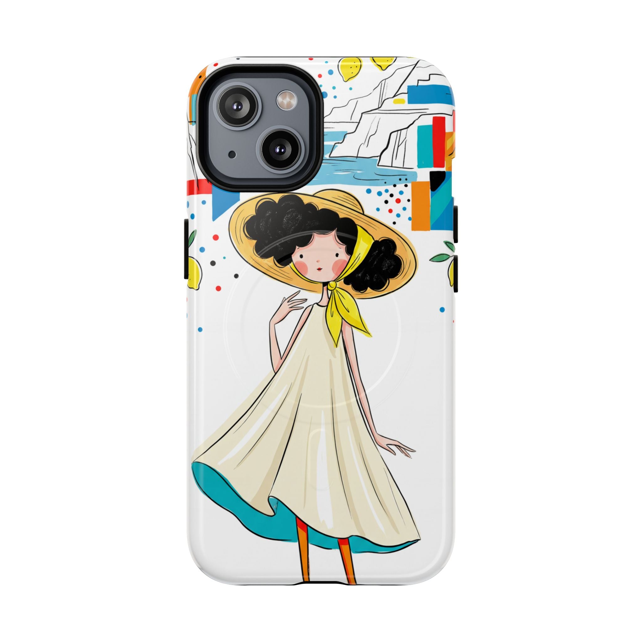 Cute Summer Girl MagSafe iPhone Case | Whimsical Coastal Illustration Protective Case
