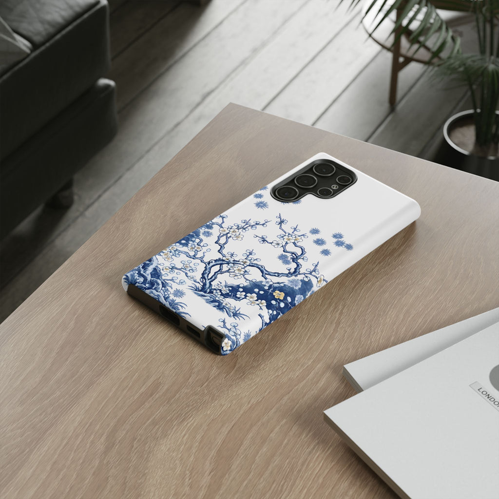 Vintage Blue White Porcelain Samsung Galaxy Phone Case | Chinoiserie Floral Tough Cover