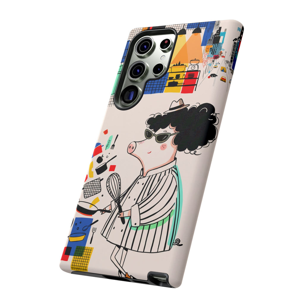 Cute Chef Pig Samsung Galaxy Phone Case | Quirky Cartoon Kitchen Art Tough Case