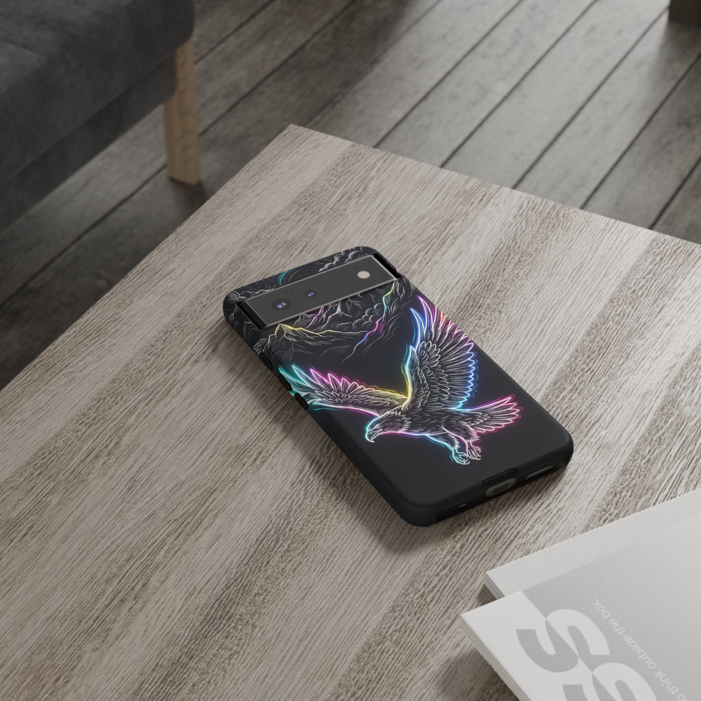 Cover per telefono Google Pixel Neon Eagle con design montano