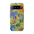 Jungle Animals Tough Google Pixel Phone Case | Colorful Tiger, Elephant & Monkey Protective Cover