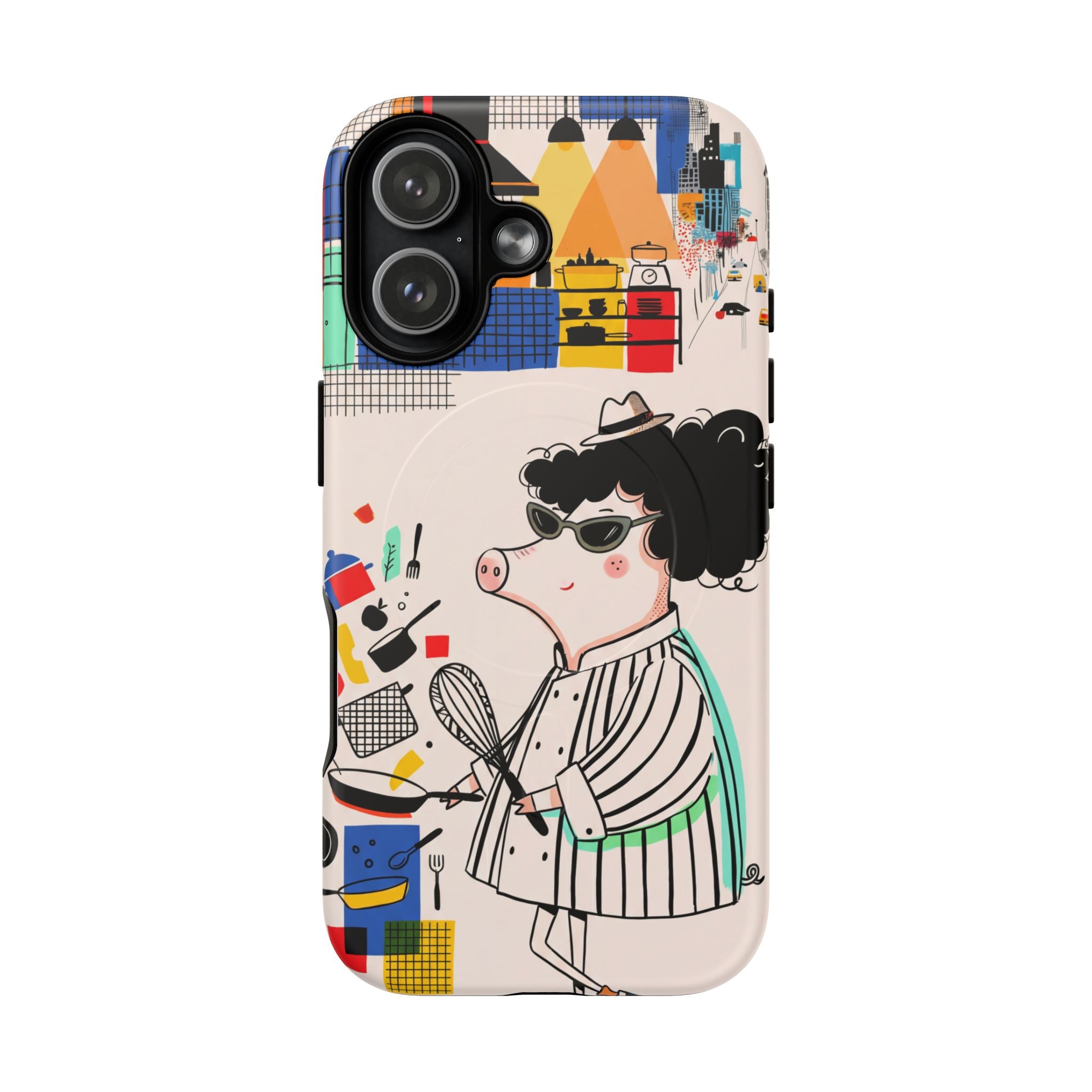 Cute Chef Pig MagSafe iPhone Case | Quirky Cartoon Kitchen Art Tough Case
