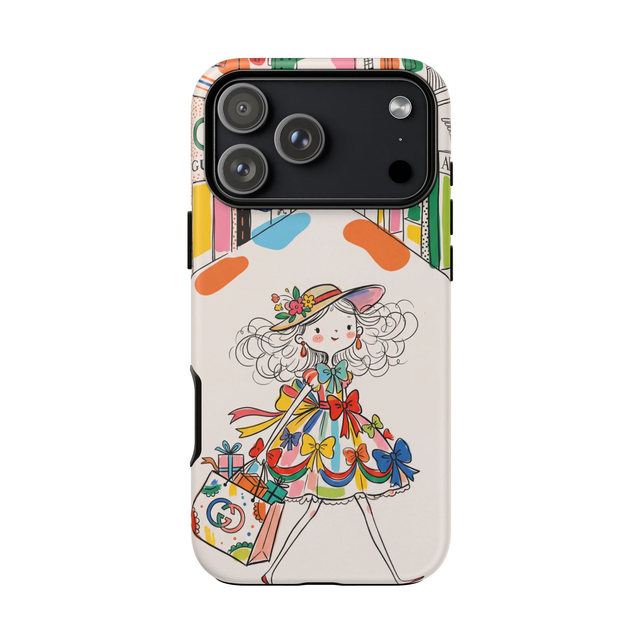 Cute Fashion Girl iPhone Case | Colourful Shopping Street Design