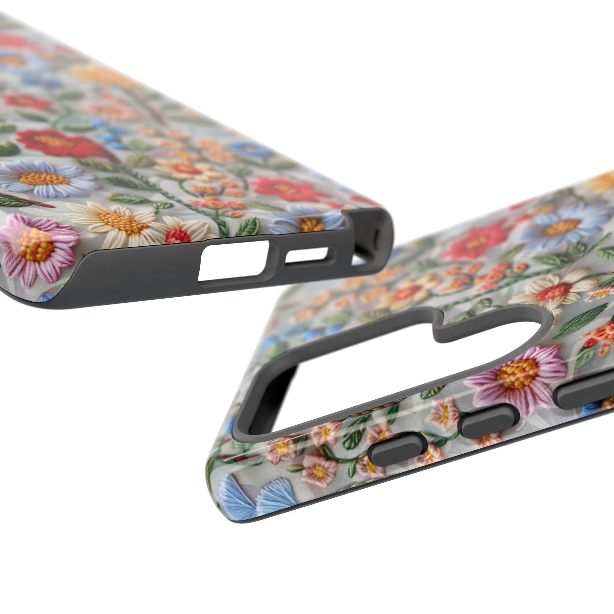 Floral Embroidered Pattern Tough Samsung Galaxy Case — Colourful Daisy & Wildflower Design