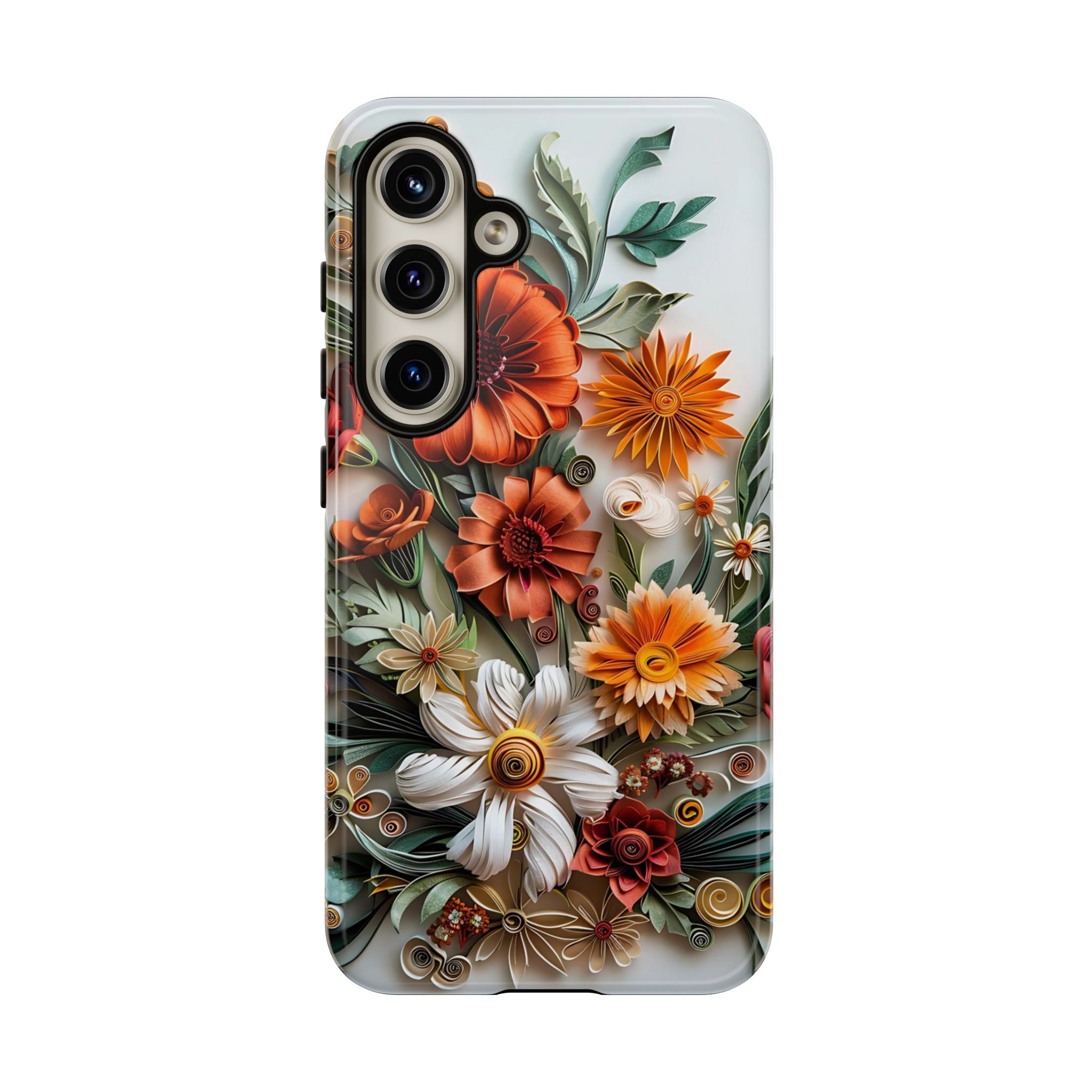 Floral Quilling Tough Samsung Galaxy Case — Orange Daisy