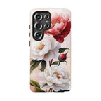 Custodia per Samsung Galaxy con motivo floreale Peony | Rosa bianca vintage
